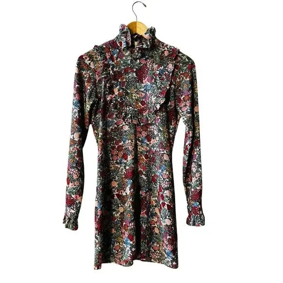 Topshop Floral Long Sleeve Dress Size 2 Multicolor - Picture 7 of 7